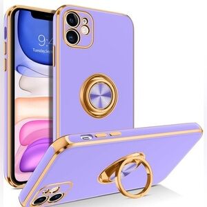 iPhone 11 Lavender/Gold Case w/360° Holder, Shockproof, Kickstand, Magnetic, EUC